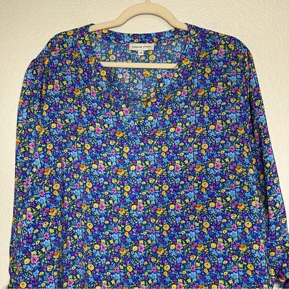 Adrienne Vittadini Floral 3/4 Sleeves Tie Pull Over Top - Picture 3 of 13
